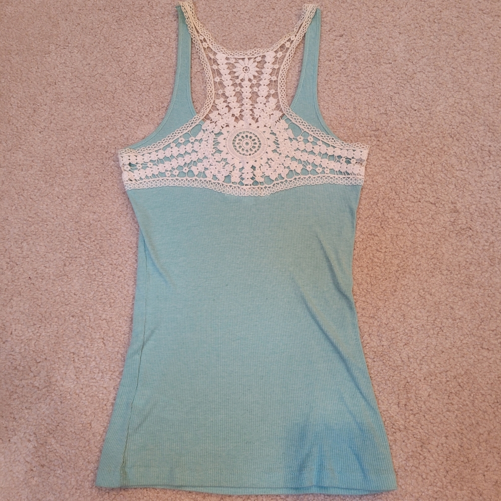 Lace Back Ribbed Tank